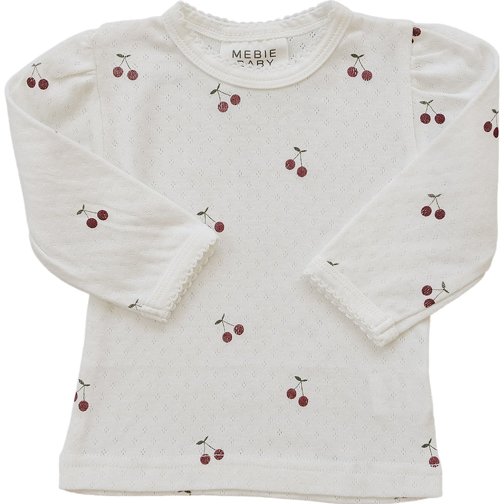 Cherry Pointelle Long Sleeve Tee