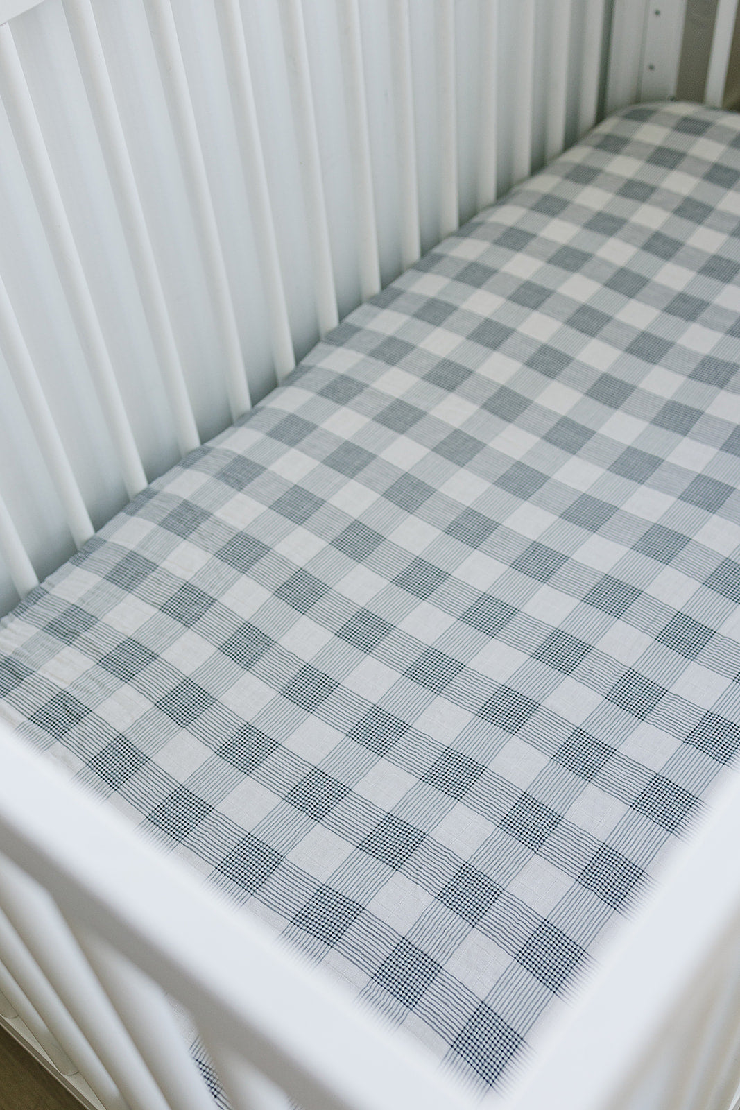 Coastal Plaid Muslin Crib Sheet