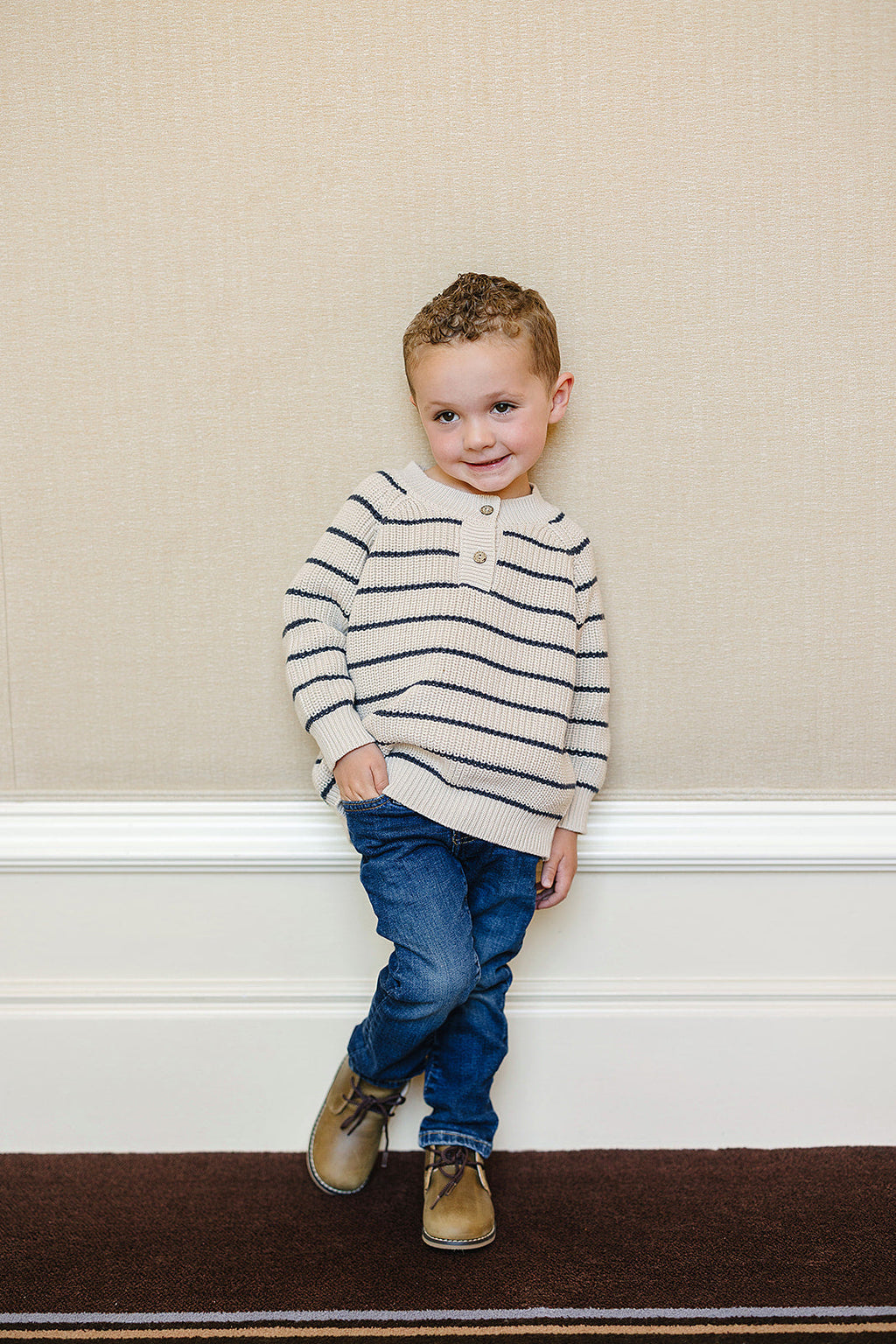 Stripe Button Knit Sweater
