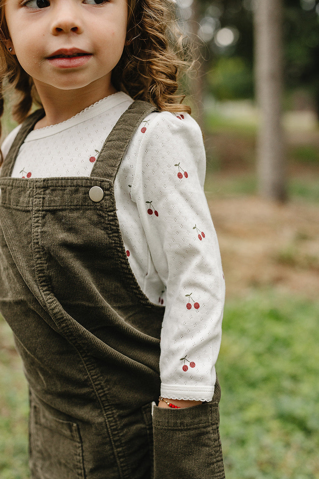 Cherry Pointelle Long Sleeve Tee