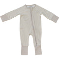 Taupe Stripe Ribbed Bamboo Zipper