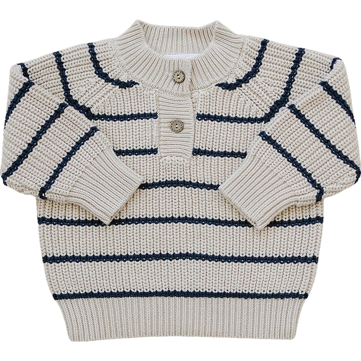 Stripe Button Knit Sweater