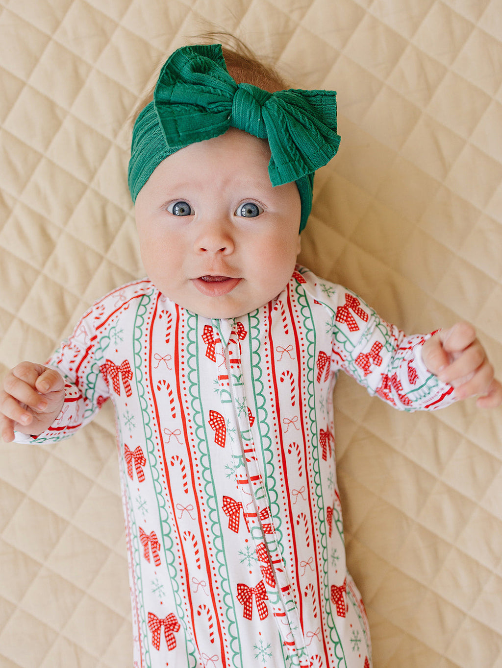 Bamboo Zip Romper | Retro Candy Cane