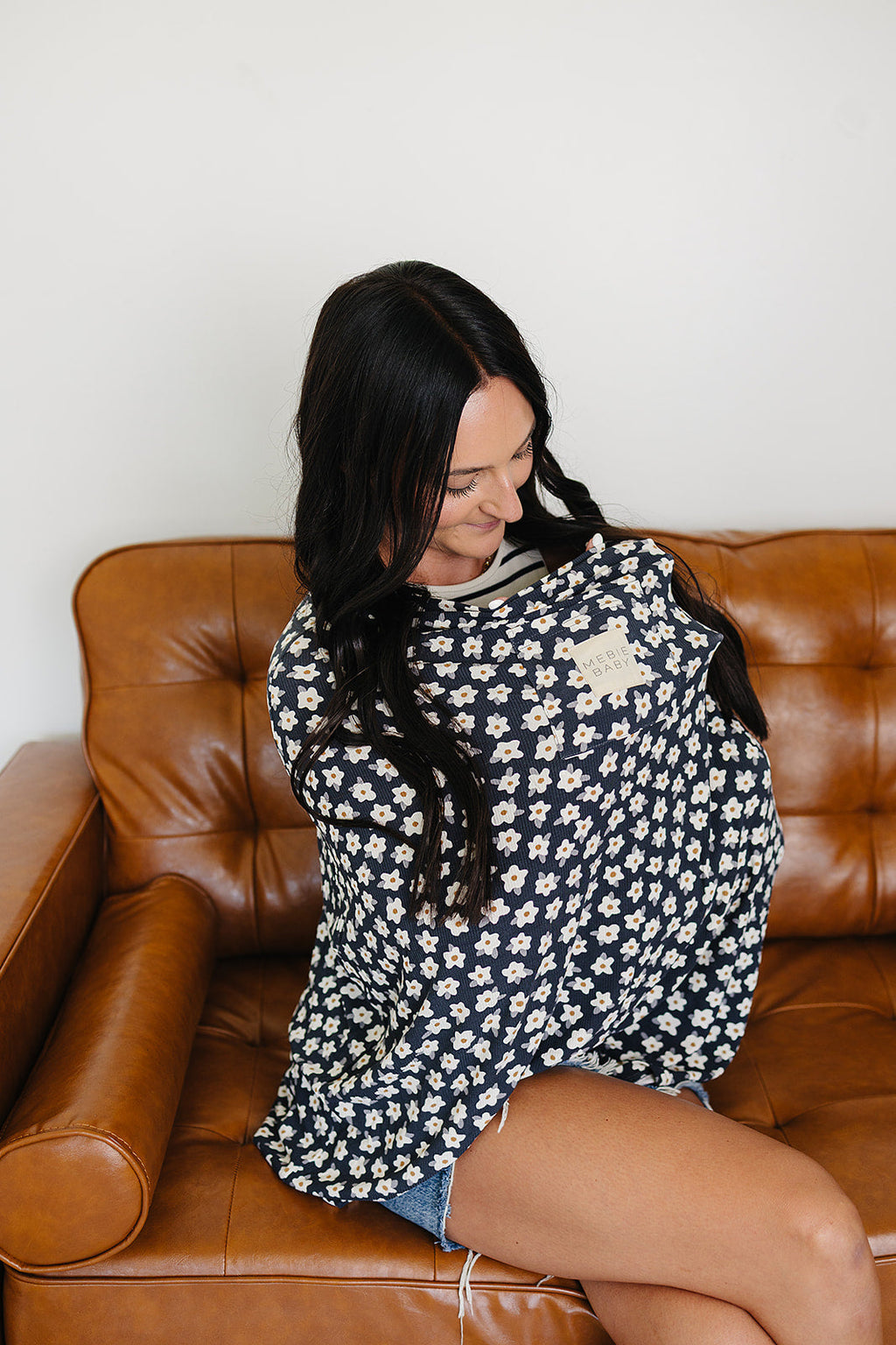 Navy Daisy Ribbed Bamboo Multi-Use Cover