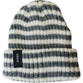 Grey & White Stripe Chunky Knit Beanie