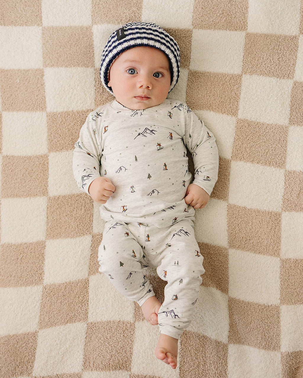 Navy & White Stripe Chunky Knit Beanie