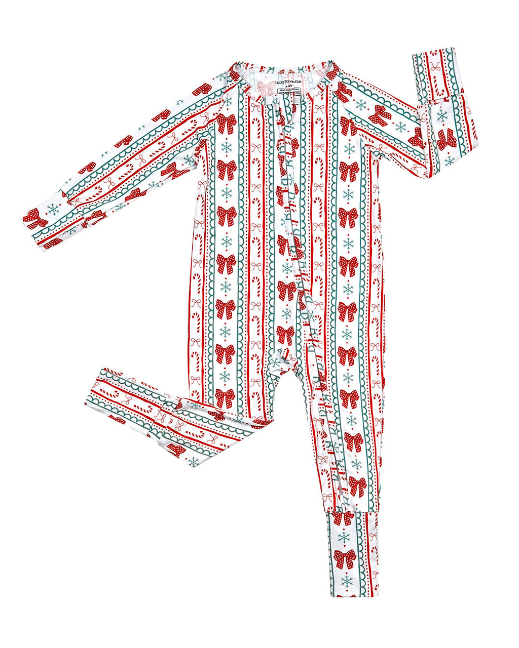 Bamboo Zip Romper | Retro Candy Cane
